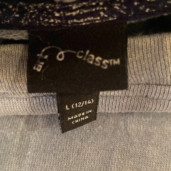 Art Class Hoodie L (12/14) light blue/gray heathered hooded colorblock - Picture 3 of 5